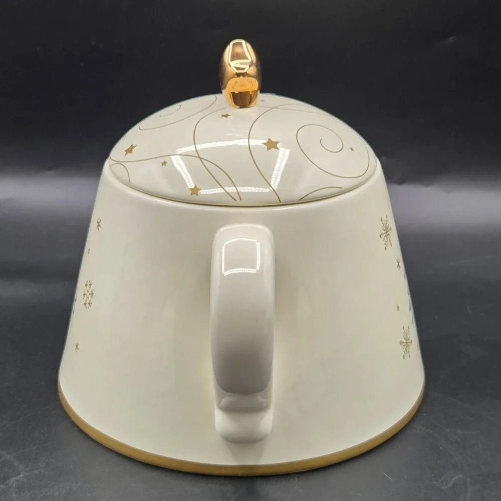 Russ SNOWLIT SETTING teapot & sugar and‎ creamer  CHRISTMAS TREE GOLD STAR